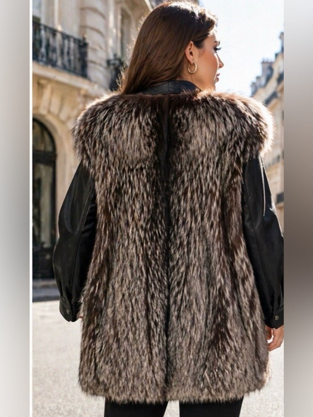 Saga Fox Fur Coat Vintage/ Leather Sleeves/ Canada/ Clean/ Like New - Picture 3 of 14